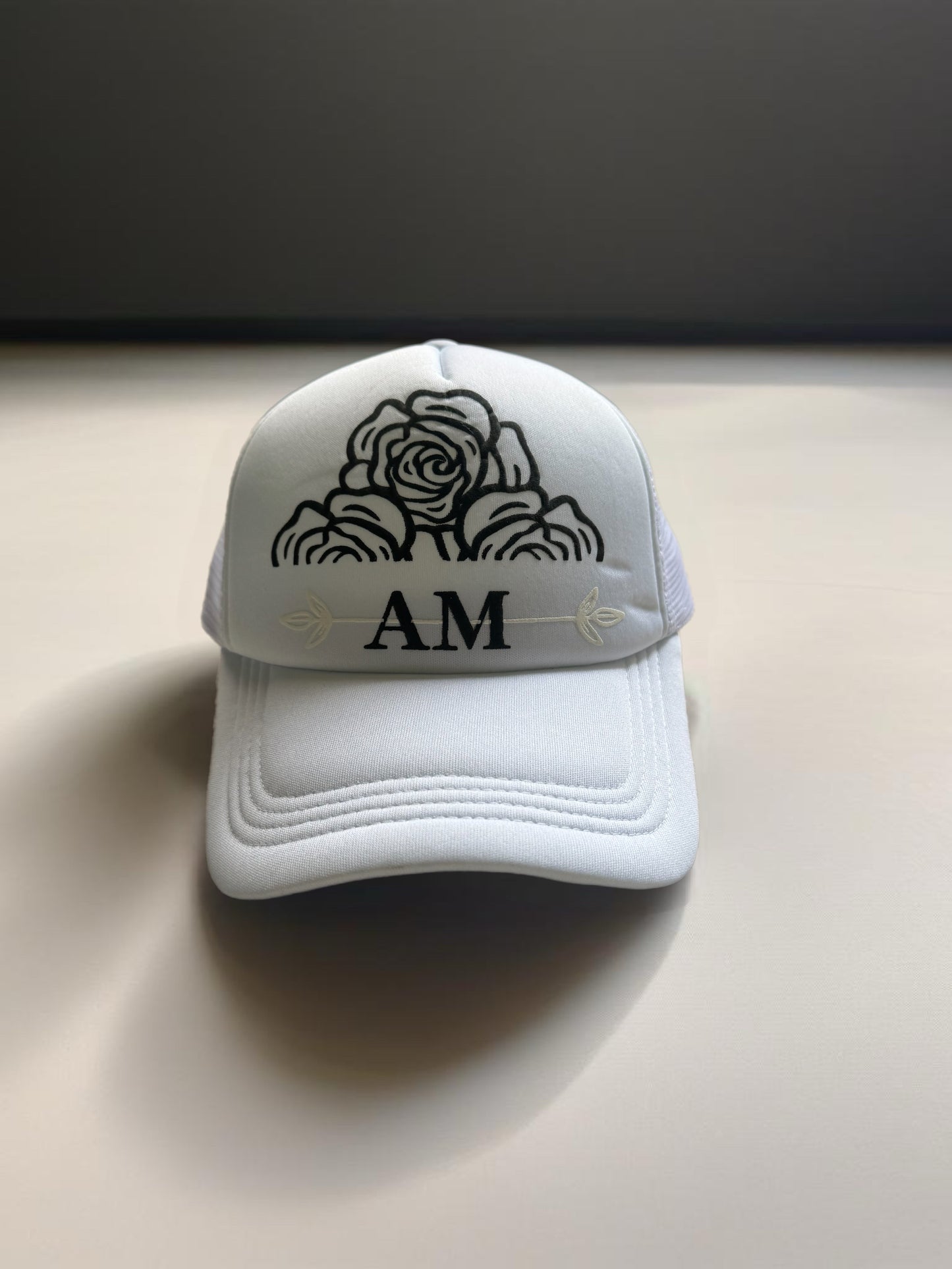 AM Divided Trucker Hat White